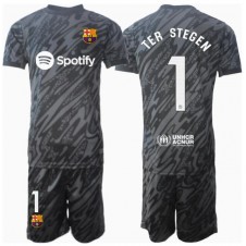 Barcelona Ter Stegen #1 Keeper Tredjedraktsett Barn 2024-25 Kortermet (+ korte bukser)